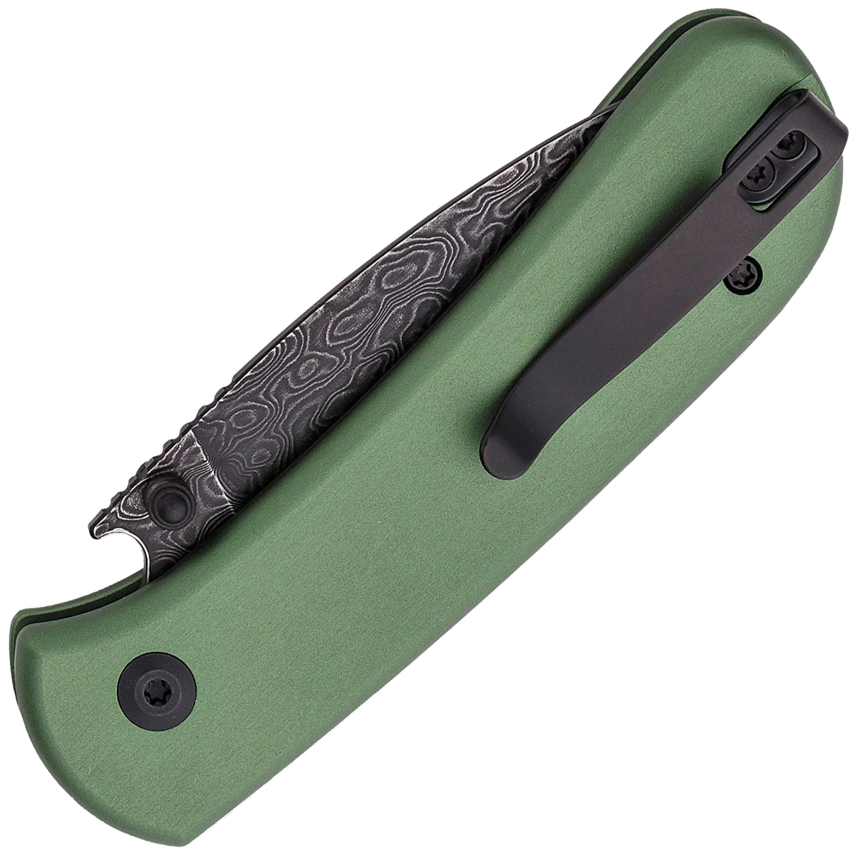 Civivi Qubit 2.98" Damascus/Green Aluminium - Image 2
