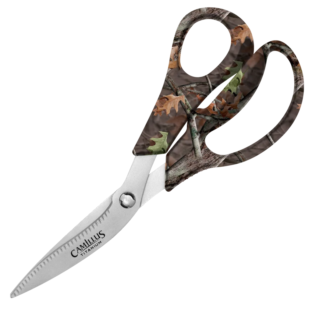 Camillus 8" Titanium Nitride Bonded Game Shear with Detachable Handles and Camo Nylon Sheath