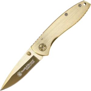 Smith & Wesson Executive Folder Gold Titanium coated Drop Point Blade/Gold Stainless Handle