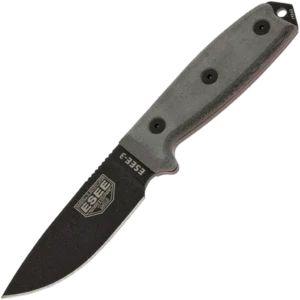 ESEE-3P-MB-B, Plain Edge (Black) w/Molle Back