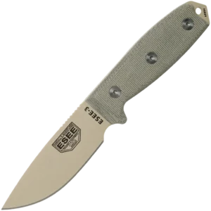 ESEE-3P-MB-DT, Plain Edge (Desert Tan) w/Molle Back