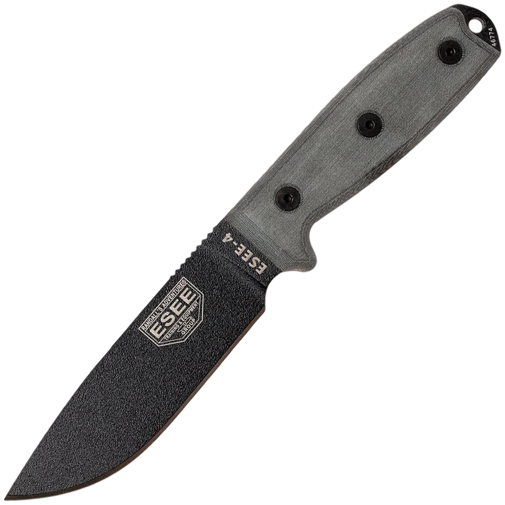 ESEE-4P-MB-B, Plain Edge (Black) w/Molle Back