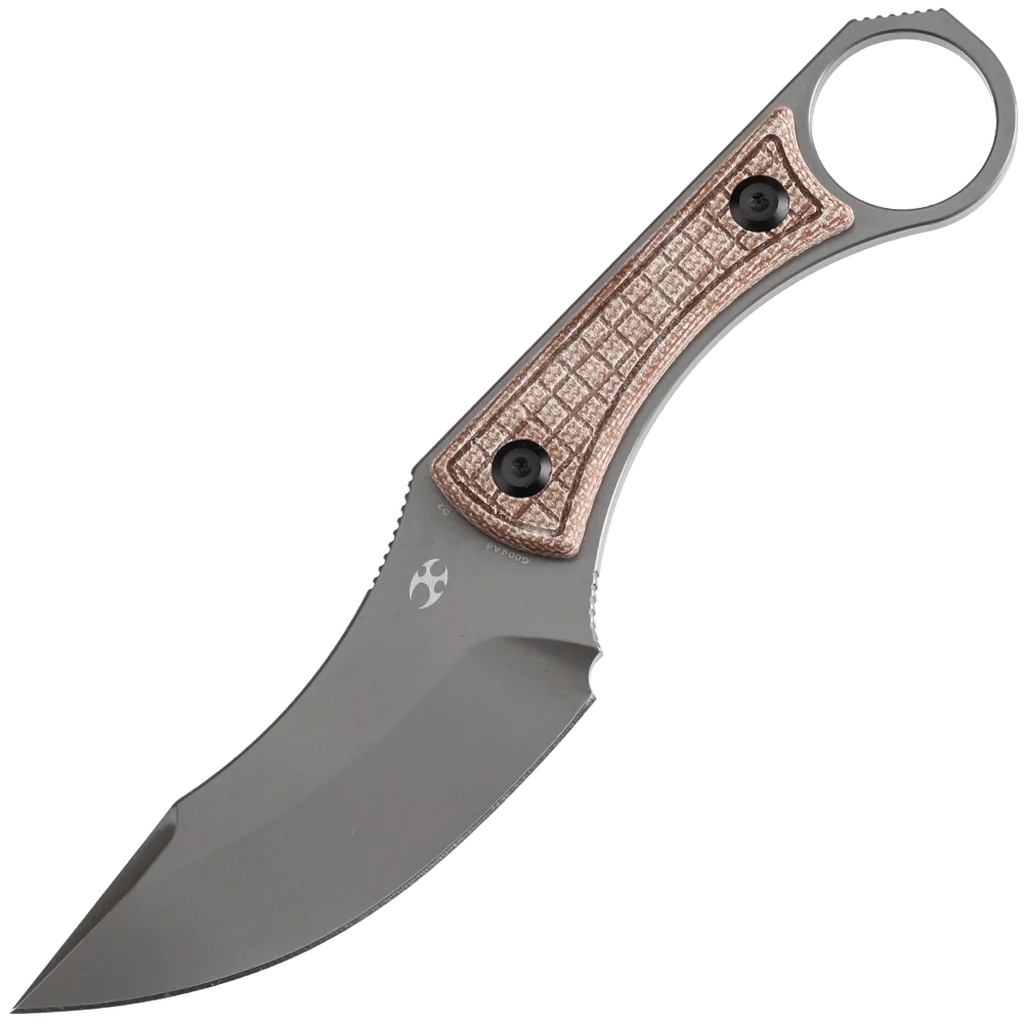 Kansept Niko - Brown Micarta Frag Pattern Handle (3.54" D2 Blade )