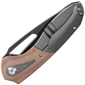 Alternative view of Kansept Thoth - Anodized Titanium/Brown Micarta