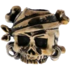 Lion ARMory Pirate Skull with Crossbones Bead in Brass