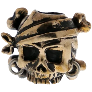 Lion ARMory Pirate Skull with Crossbones Bead in Brass