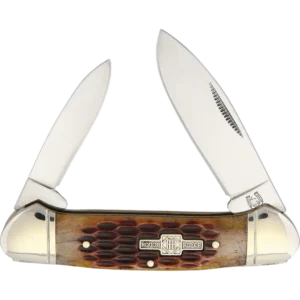 Rough Ryder Amber Jigged Bone Canoe Folding Knife