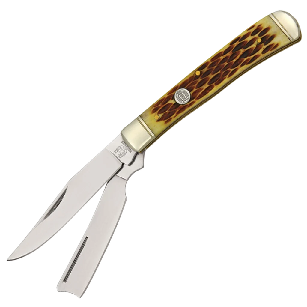 Rough Ryder Razor Trapper Amber Bone