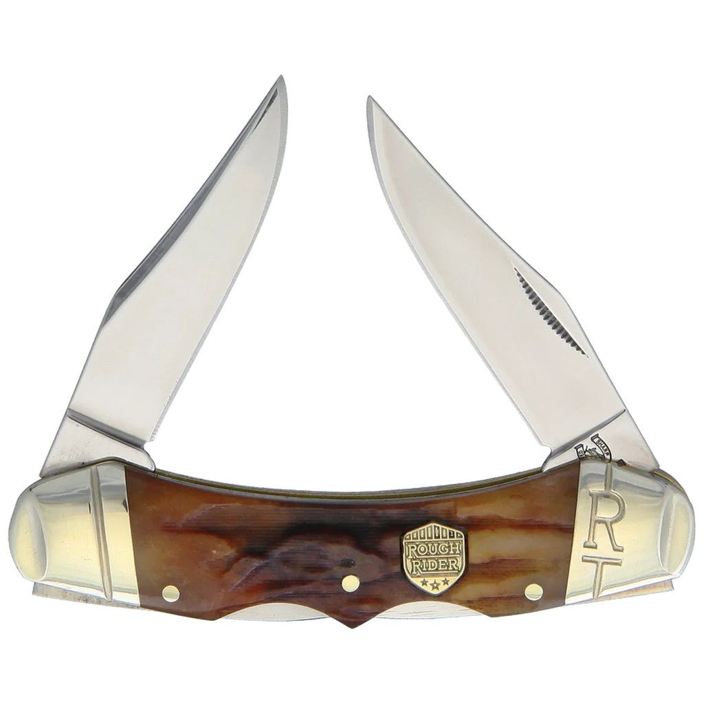 Rough Ryder Double Lockback Brown Stag Bone