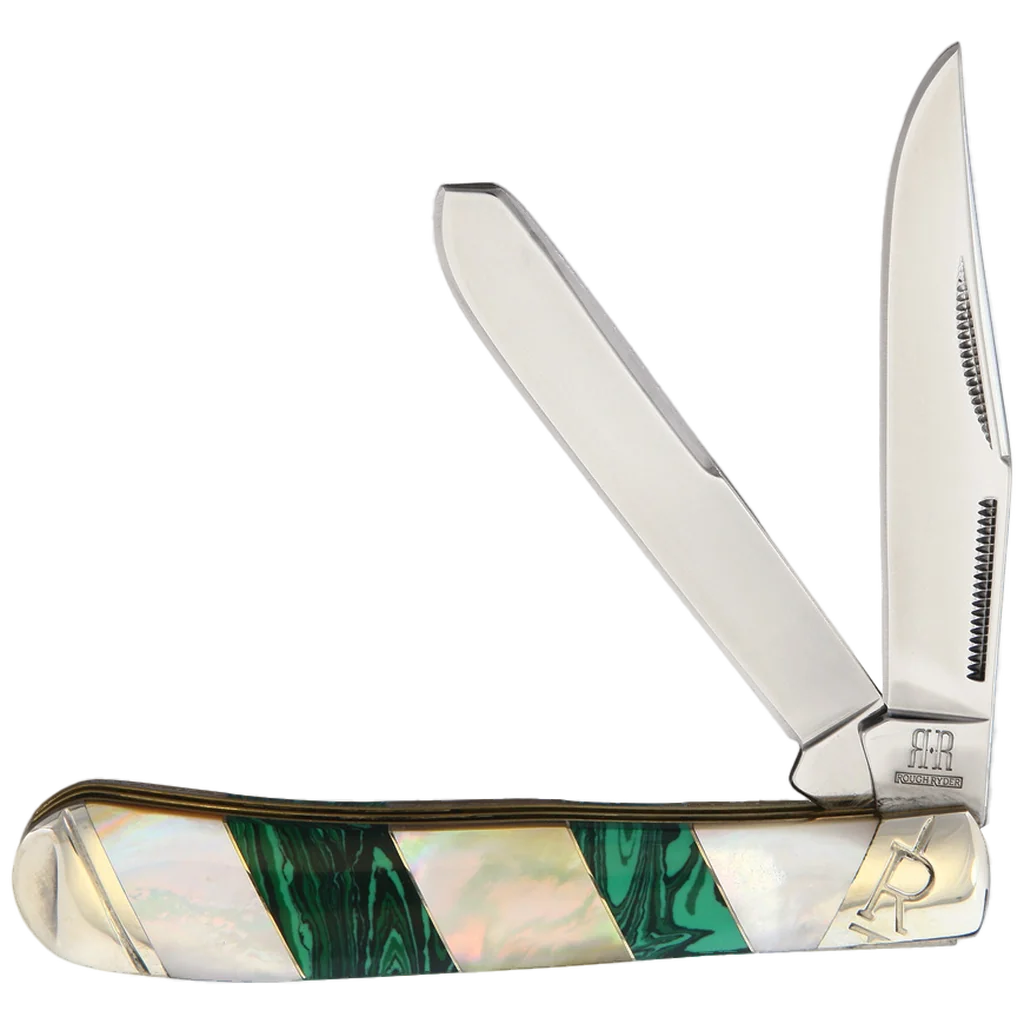 Rough Ryder Stoneworx Malachite and Pearl Trapper