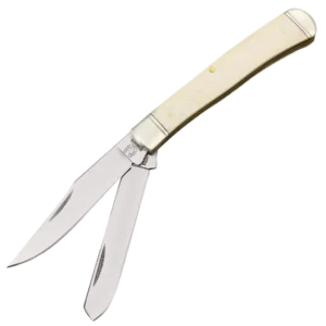 Rough Ryder Trapper Folding Knife White Bone