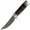 Rough Ryder Damascus Skinner with Turquoise Inlay