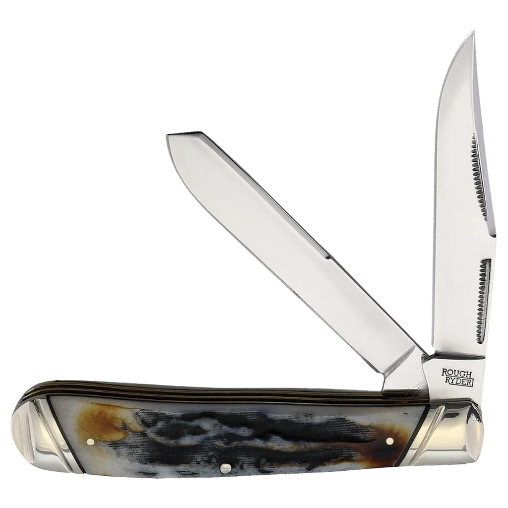 Rough Ryder Classic Cinnamon Bone Stag Trapper Folding Knife