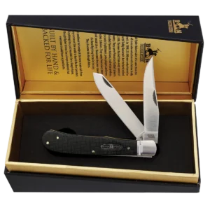 Alternative view of Rough Ryder Black Reserve Trapper Folding Knife - Basketweave Pakkawood