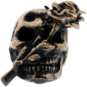 Lion ARMory Skull with Roase Bead in Brass