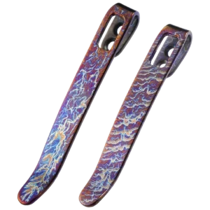 Civivi 2PCS Flamed Titanium Pocket Clips, NO Screws Included, 50MM 55MM Clip with Recessed Screw Hole