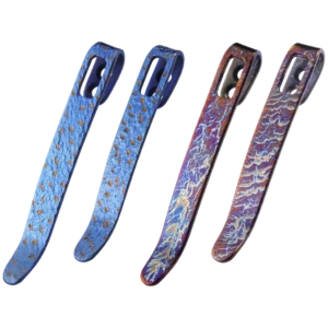 Civivi 4PCS Flamed Titanium Pocket Clips, NO Screws Included, 50MM 55MM Clip with Recessed Screw Hole