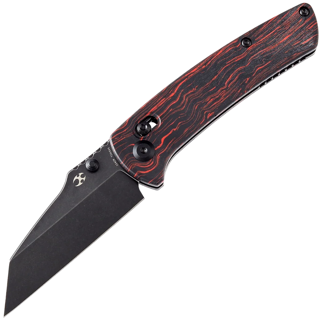 Kansept Main Street Crossbar Lock Knife/Black & Red G-Mascus Handle