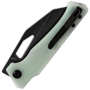 Alternative view of Kansept Egress - Black Stonewashed 14C28N Jade G-10 Handle