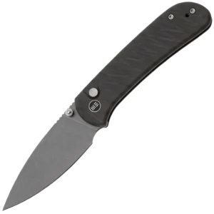 We Knife Qubit Tiger Stripe Flamed Titanium Handles