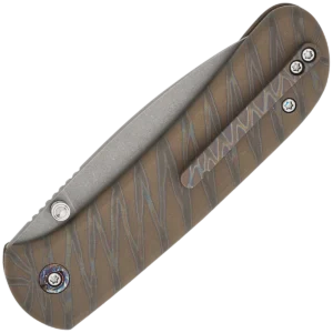 Alternative view of We Knife Qubit Tiger Stripe Flamed Titanium Handles