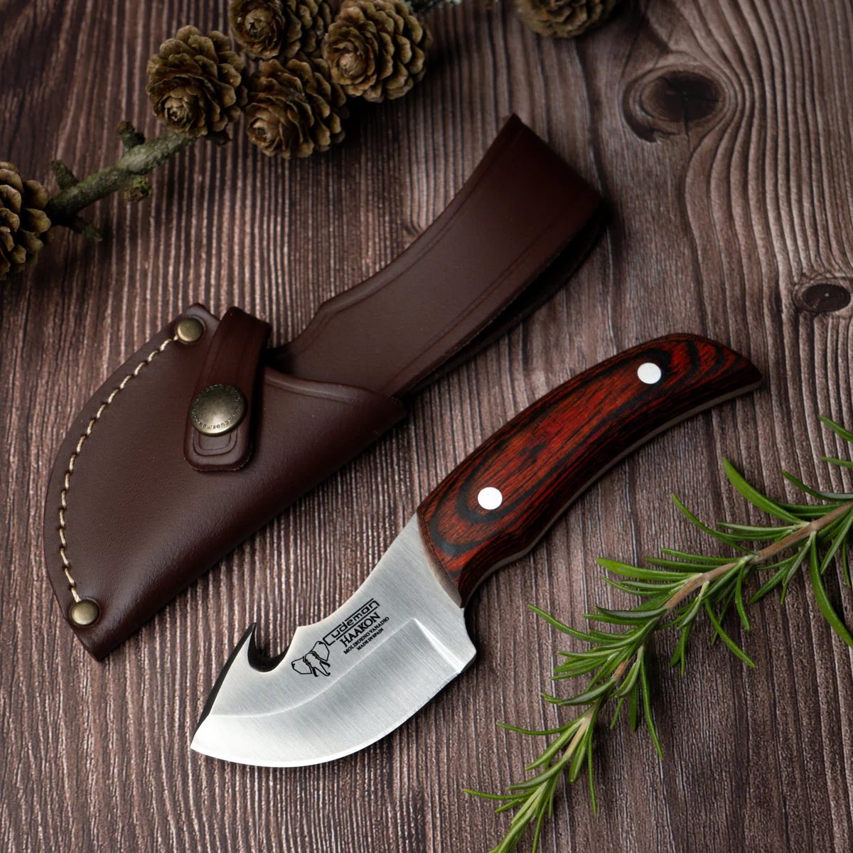 Cudeman Pakkawood Gut Hook Fixed Blade Knife - Image 3