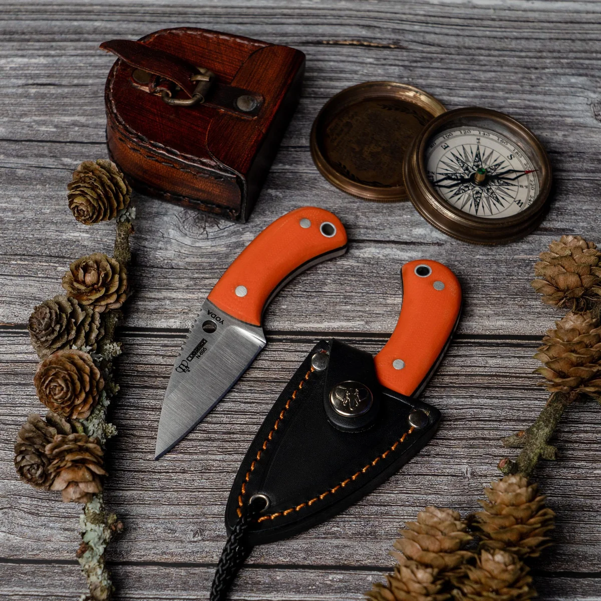 Cudeman 200-J Yoda Orange w/ Kydex Sheath - Image 3