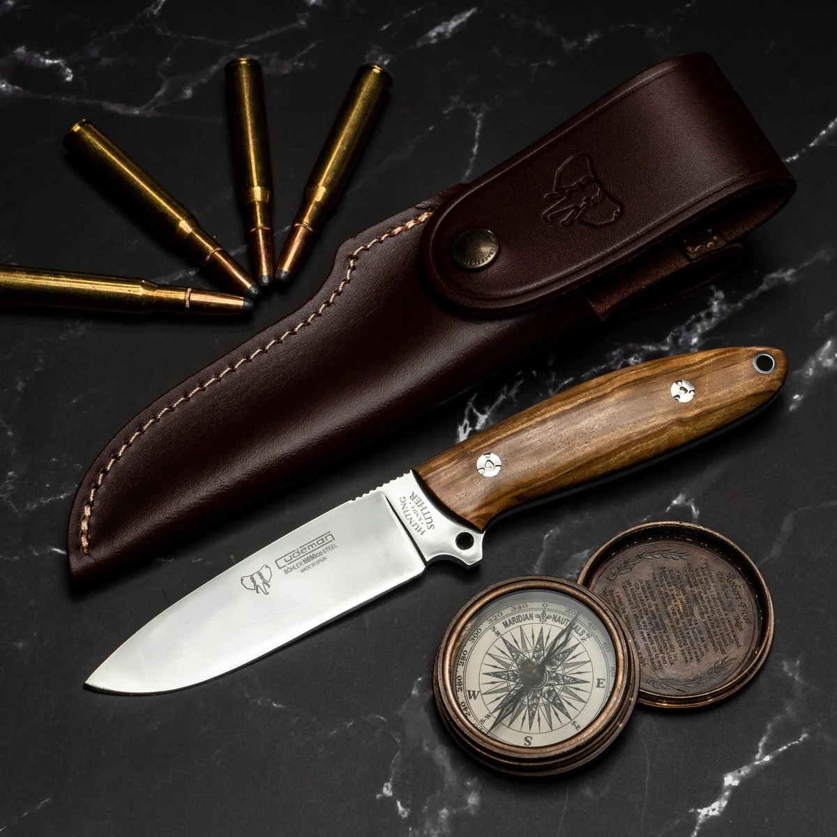 Cudeman Suther Olive Wood Fixed Blade Knife - Image 3