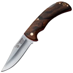Cudeman 3.74" Walnut Folding Knife with Leather Pouch