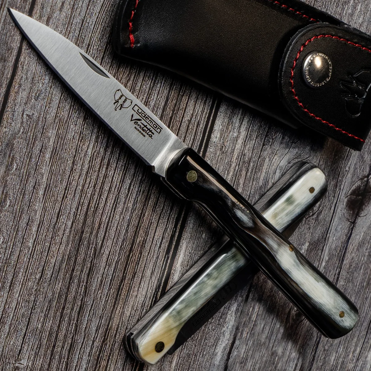 Cudeman 3.5" Bull Horn Stiletto Pocket Knife - Image 2