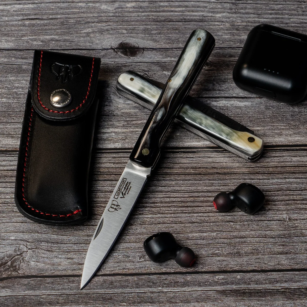 Cudeman 3.5" Bull Horn Stiletto Pocket Knife - Image 3