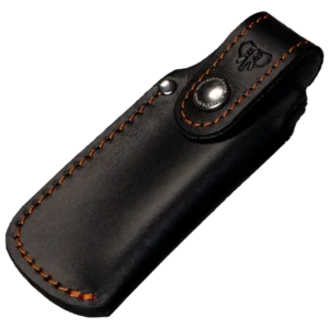 Cudeman Black Leather Folding Knife Sheath Orange Stitching