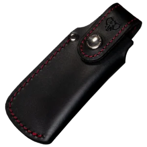 Cudeman Black Leather Folding Knife Sheath Red Stitching