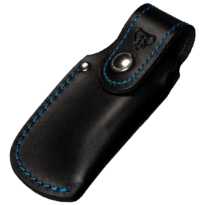 Cudeman Small Black Leather Sheath - Blue stitching