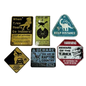 Alternative view of Factory Entertainment Jurassic World - Metal Warning Signs Scaled Prop Replica