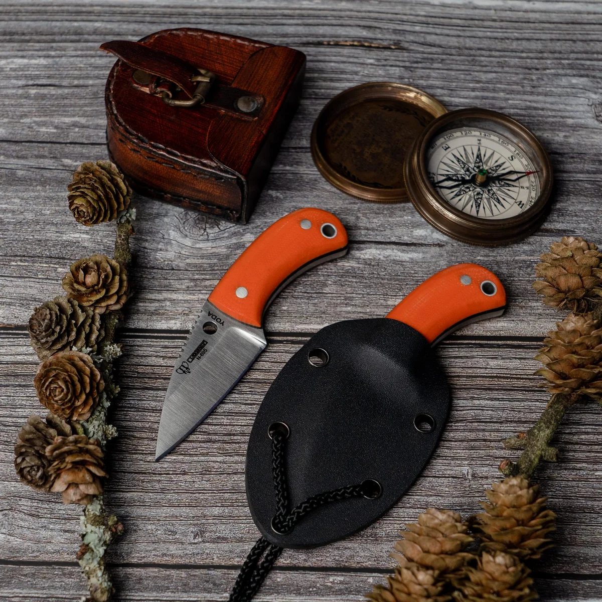 Cudeman 200-J-K Yoda Orange w/ Kydex Sheath - Image 4
