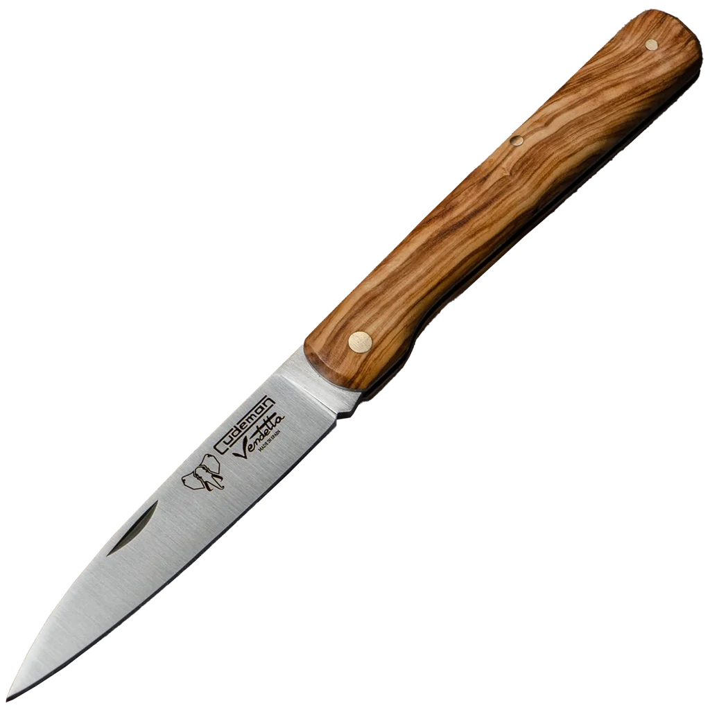 Cudeman 3.5" Olive Wood Stiletto Pocket Knife
