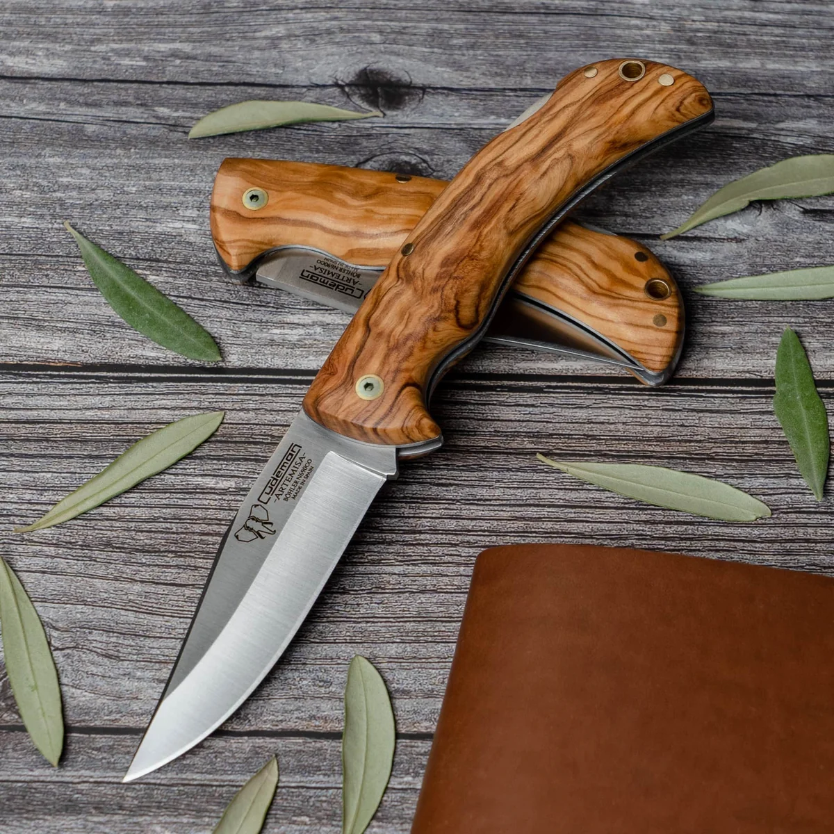 Cudeman 3.74" Clip Point Olive Wood Folding Knife - Image 2