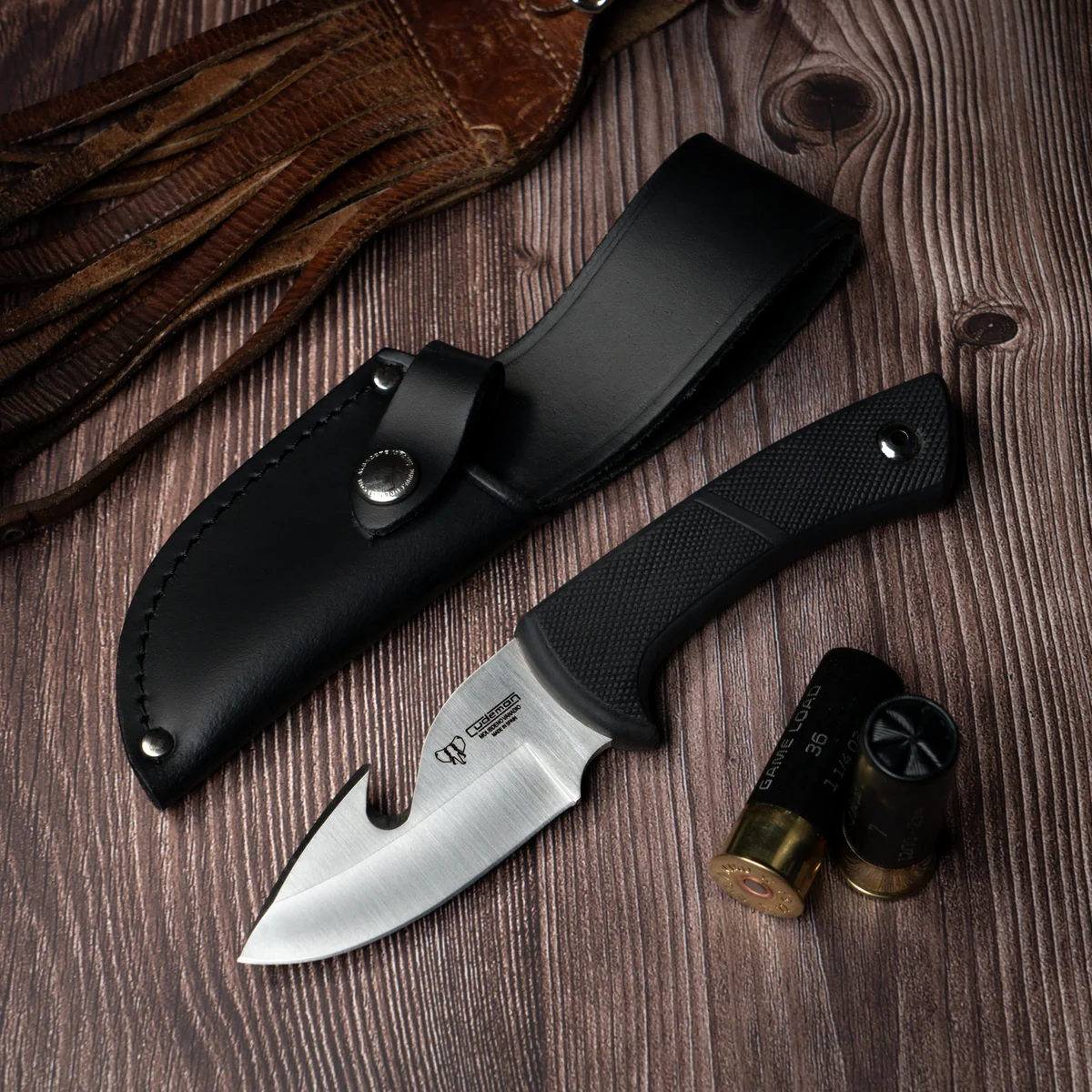 Cudeman Black Anti-slip Fixed Blade Knife - Image 3
