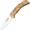 Cudeman Curly Birch Back Lock Folder with Leather Pouch