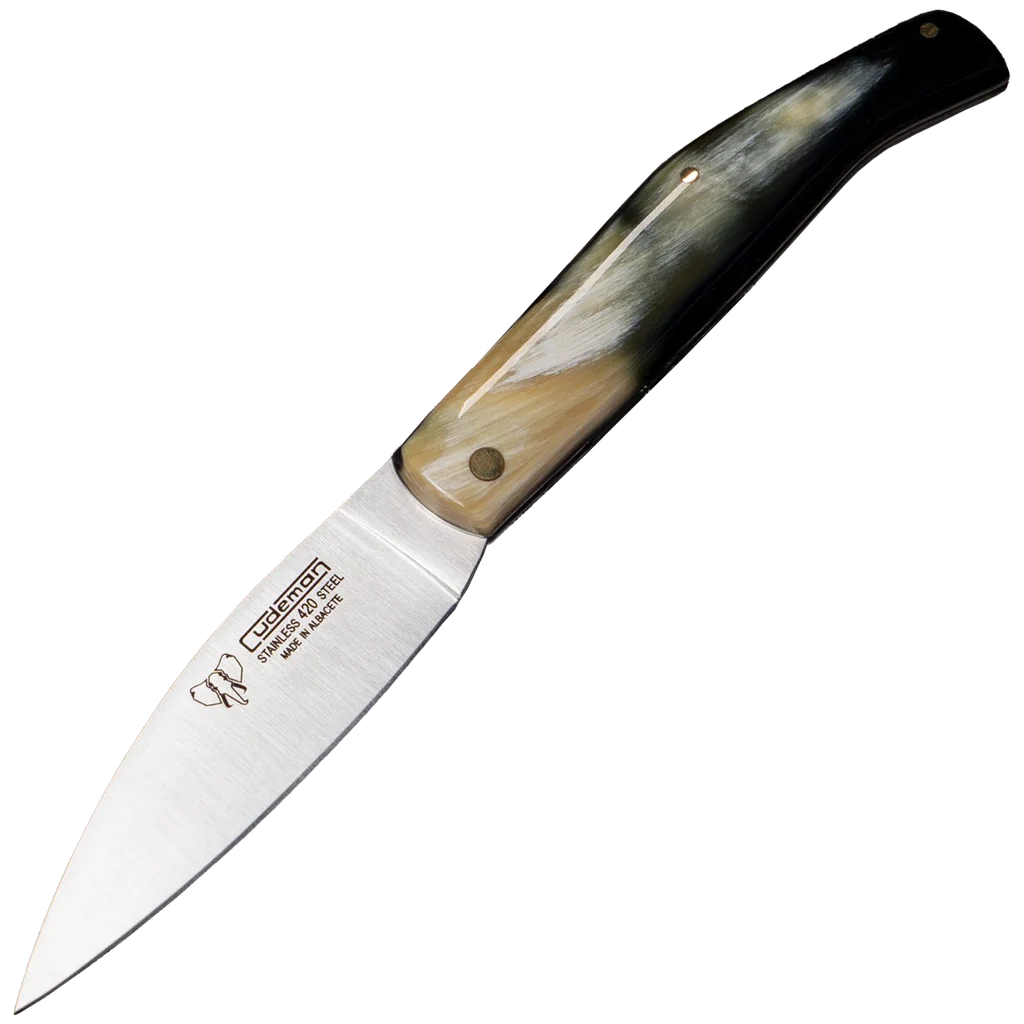 Cudeman Drop Point Pocket Knife - Bull Horn