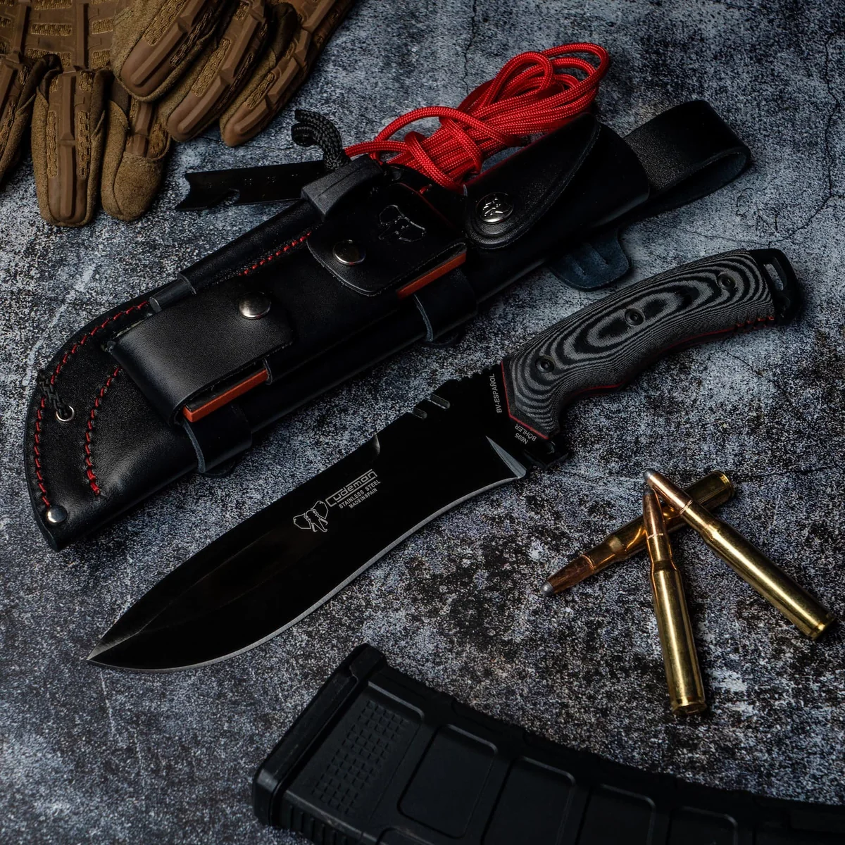 Cudeman Green Beret Black with Survival Kit - Image 3