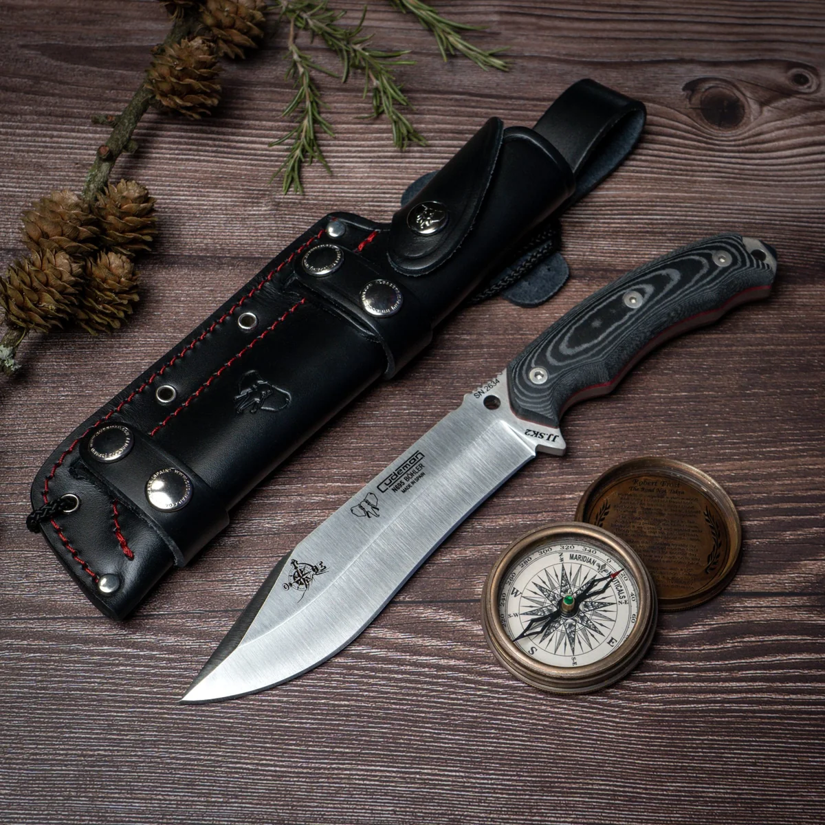 Cudeman JJSK-2 Survival Knife Black w/Leather Sheath - Image 3