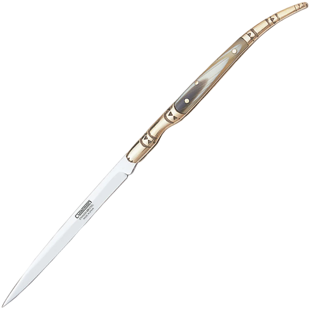 Cudeman Large Bull Horn Stiletto Pocket Knife