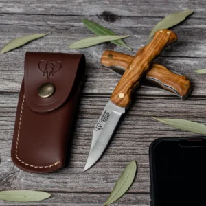 Alternative view of Cudeman Mikra Olive Wood with Sheath