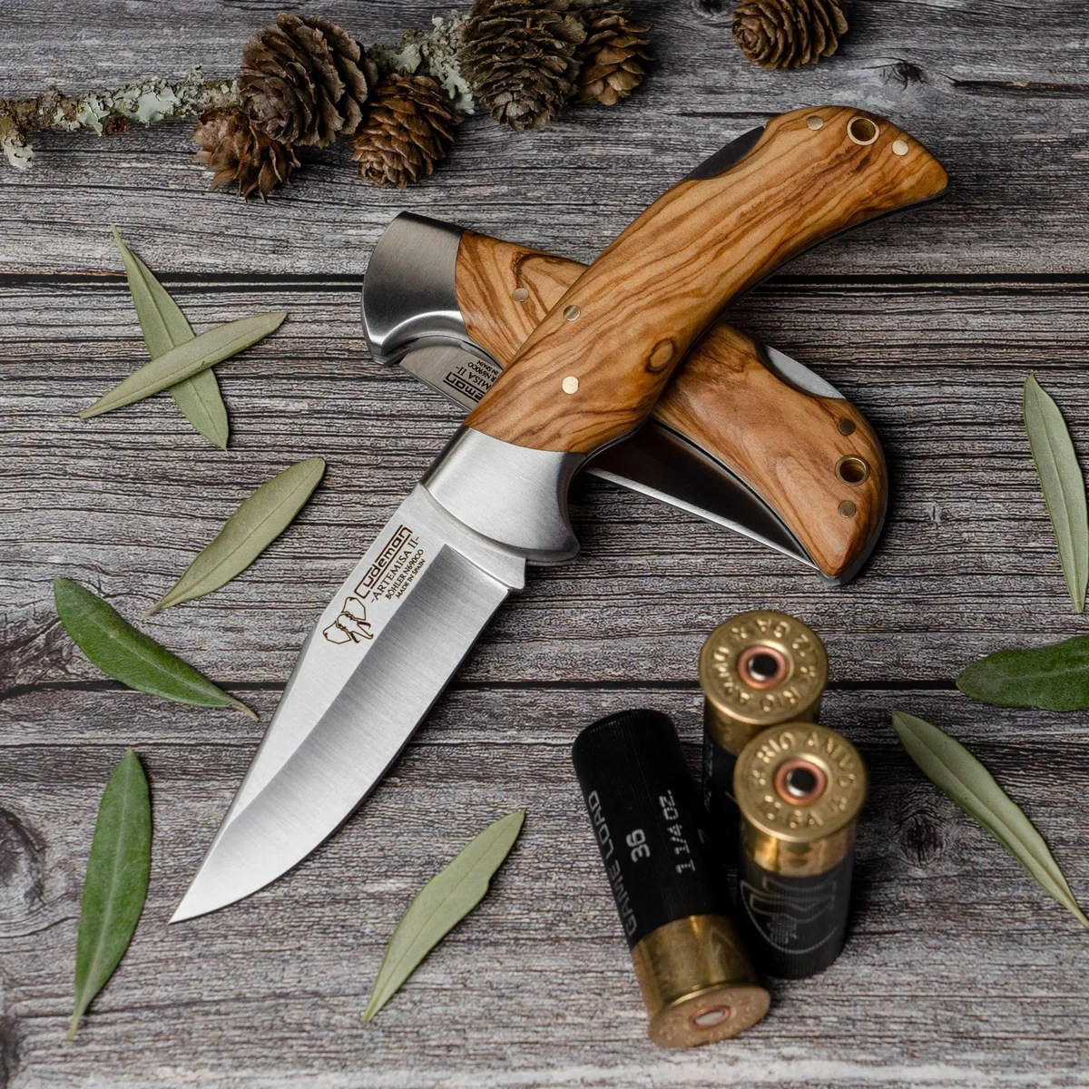Cudeman Olive Wood Clip Point Folder - Image 2