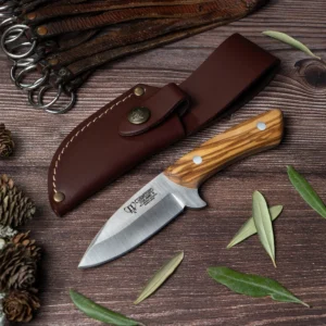 Cudeman Olive Wood Handle Skinner with Leather Sheath - Image 3