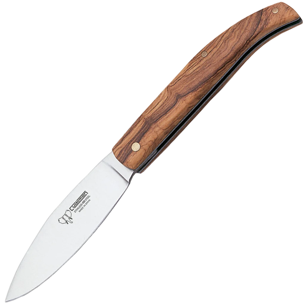 Cudeman Olive Wood Outdoor Pocket Knife w/Sheath