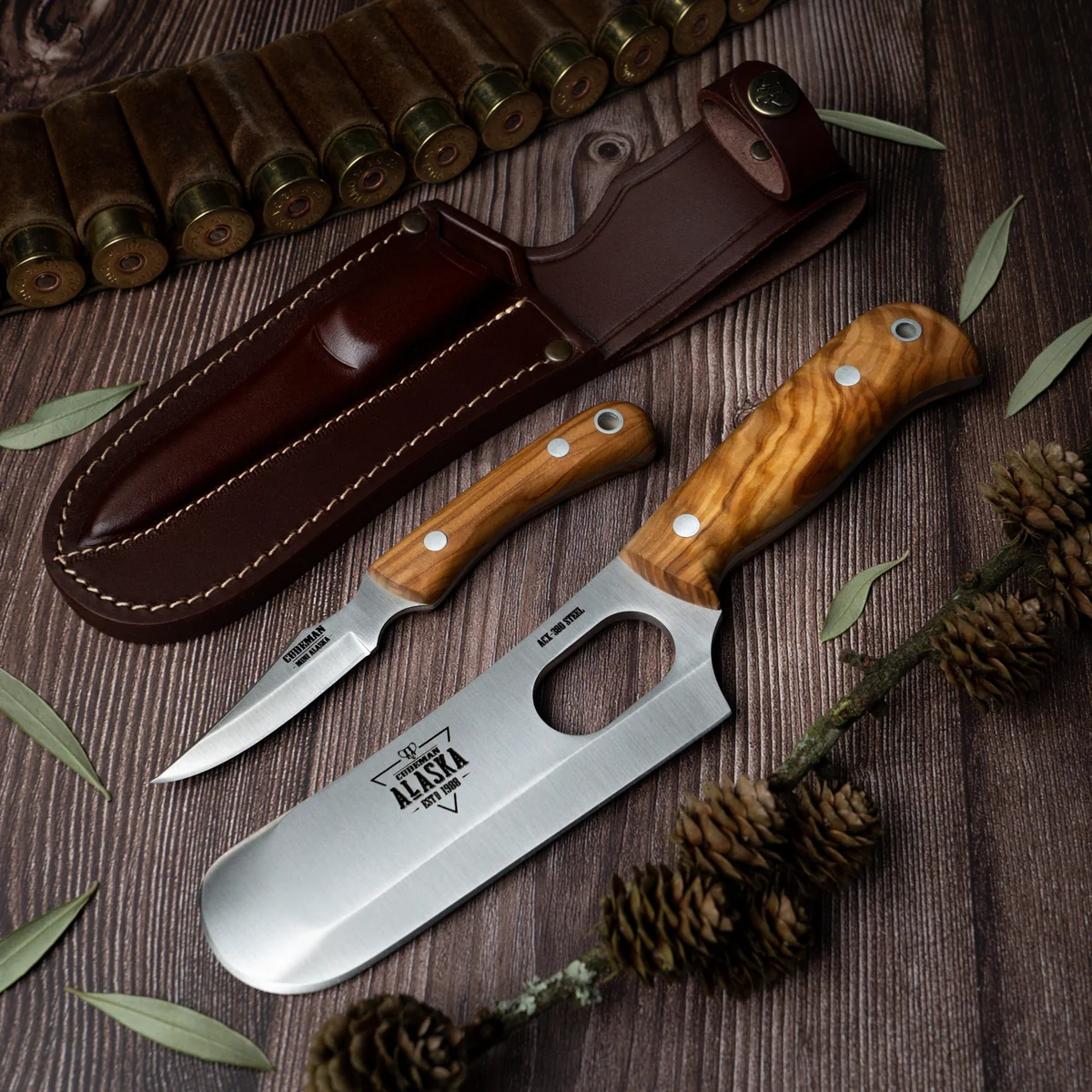 Cudeman Olive Wood Piggyback Pro Hunting Set - Image 3