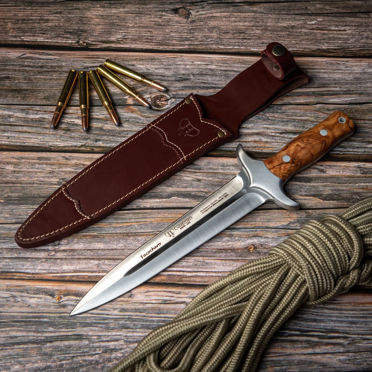 Cudeman Olive Wood Spear Point Hunting Dagger 105-L - Image 4